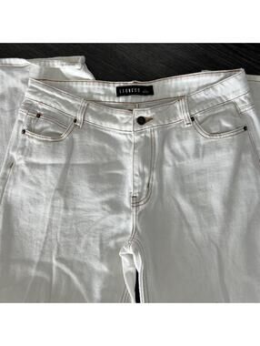 Lioness white jeans with red stitching